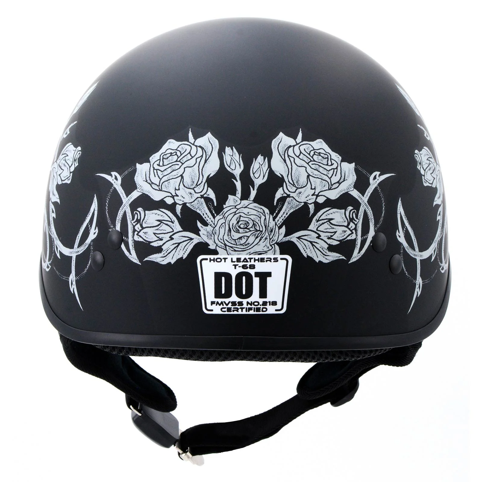 Hot Leathers HLD1021 Lady Rider Flat Black Motorcycle DOT Approved Skull Cap Half Biker Helmet - Image 6