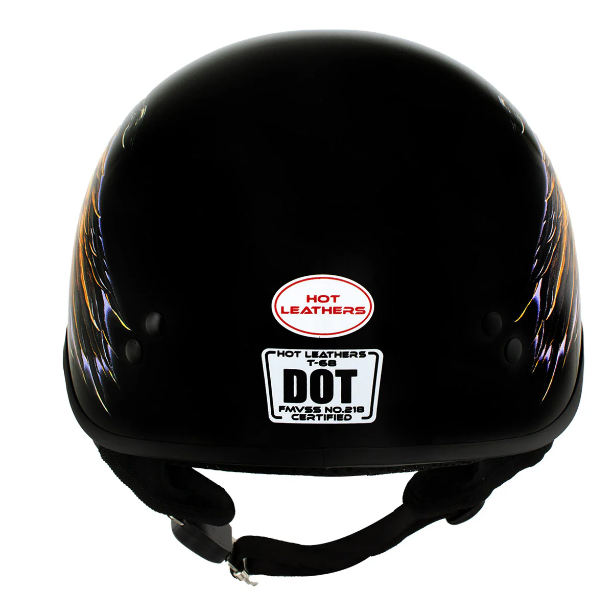 Hot Leathers HLD1028 USA Eagle Flat Black Motorcycle DOT Approved Skull Cap Half Helmet Biker - Image 6