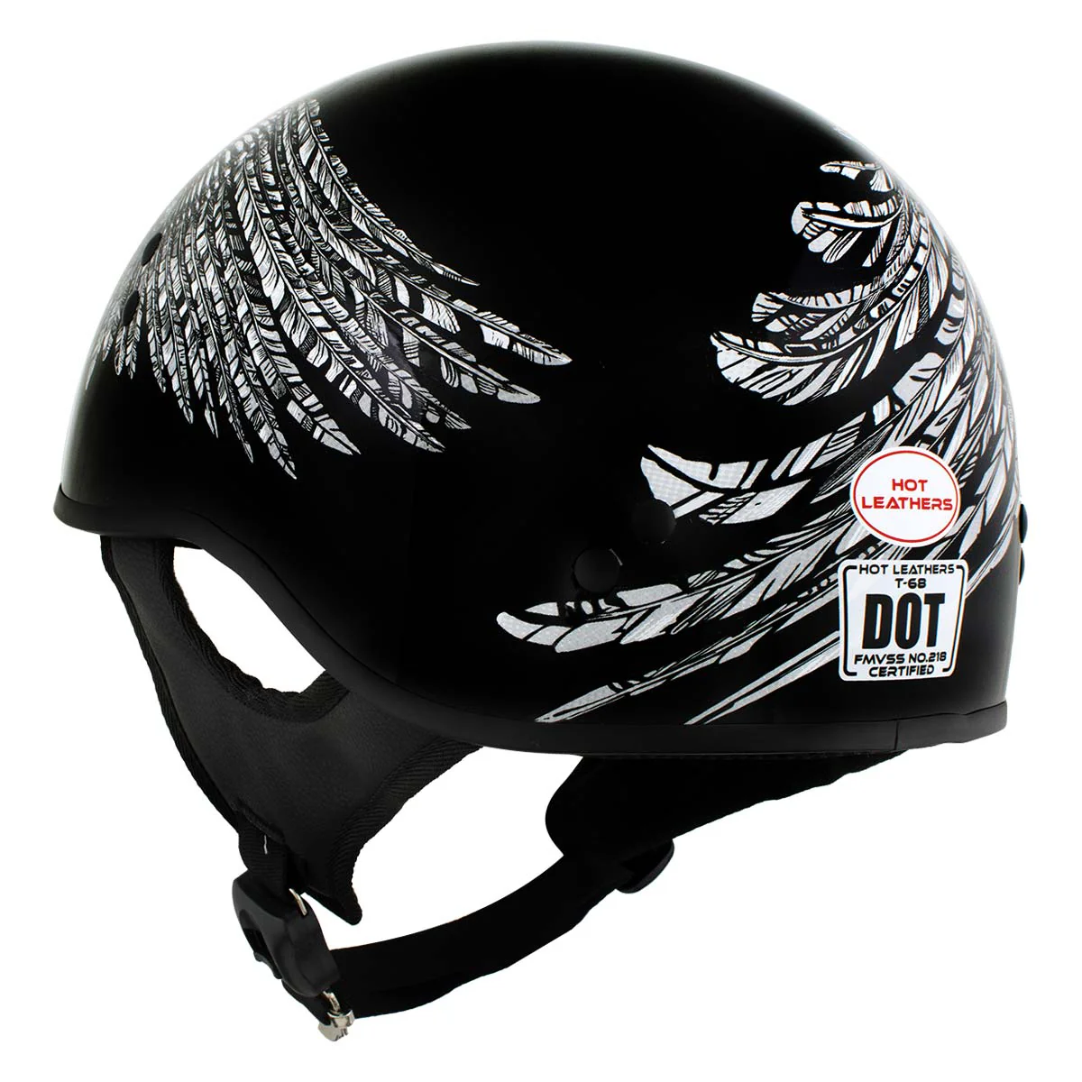 Hot Leathers HLD1032 Black Indian Skull Motorcycle DOT Approved Skull Cap Half Helmet Biker - Image 5