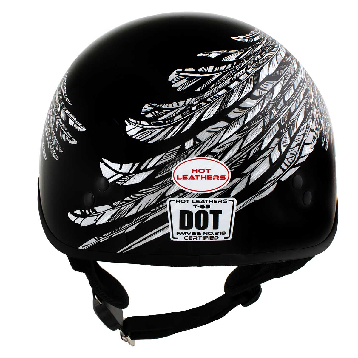 Hot Leathers HLD1032 Black Indian Skull Motorcycle DOT Approved Skull Cap Half Helmet Biker - Image 6