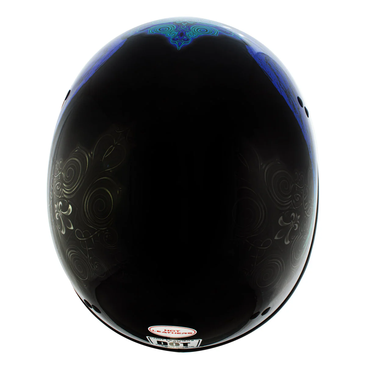 Hot Leathers HLD1045 Gloss Black Cross De Lis Advanced DOT Approved Skull Half Helmet Biker - Image 5
