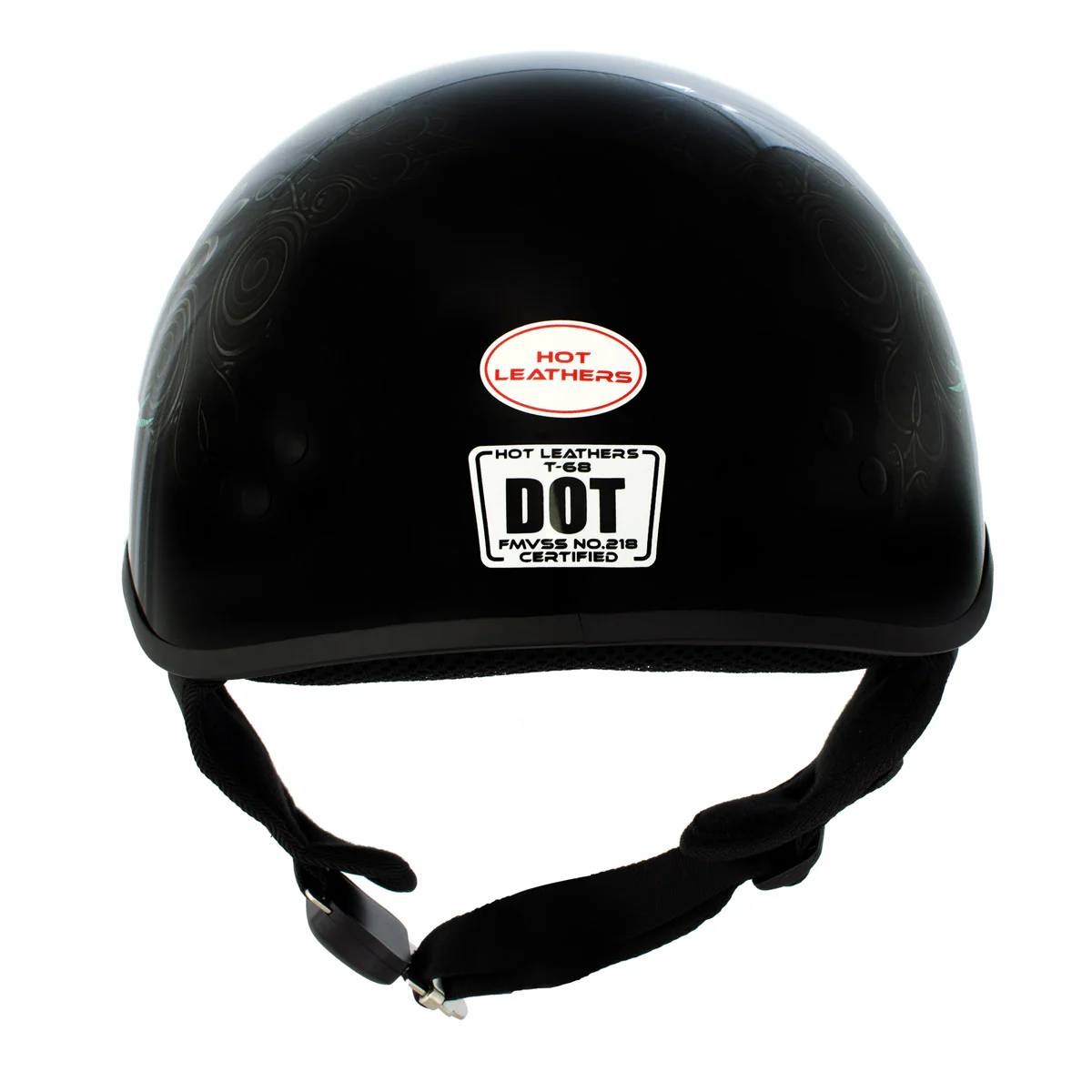 Hot Leathers HLD1045 Gloss Black Cross De Lis Advanced DOT Approved Skull Half Helmet Biker - Image 7