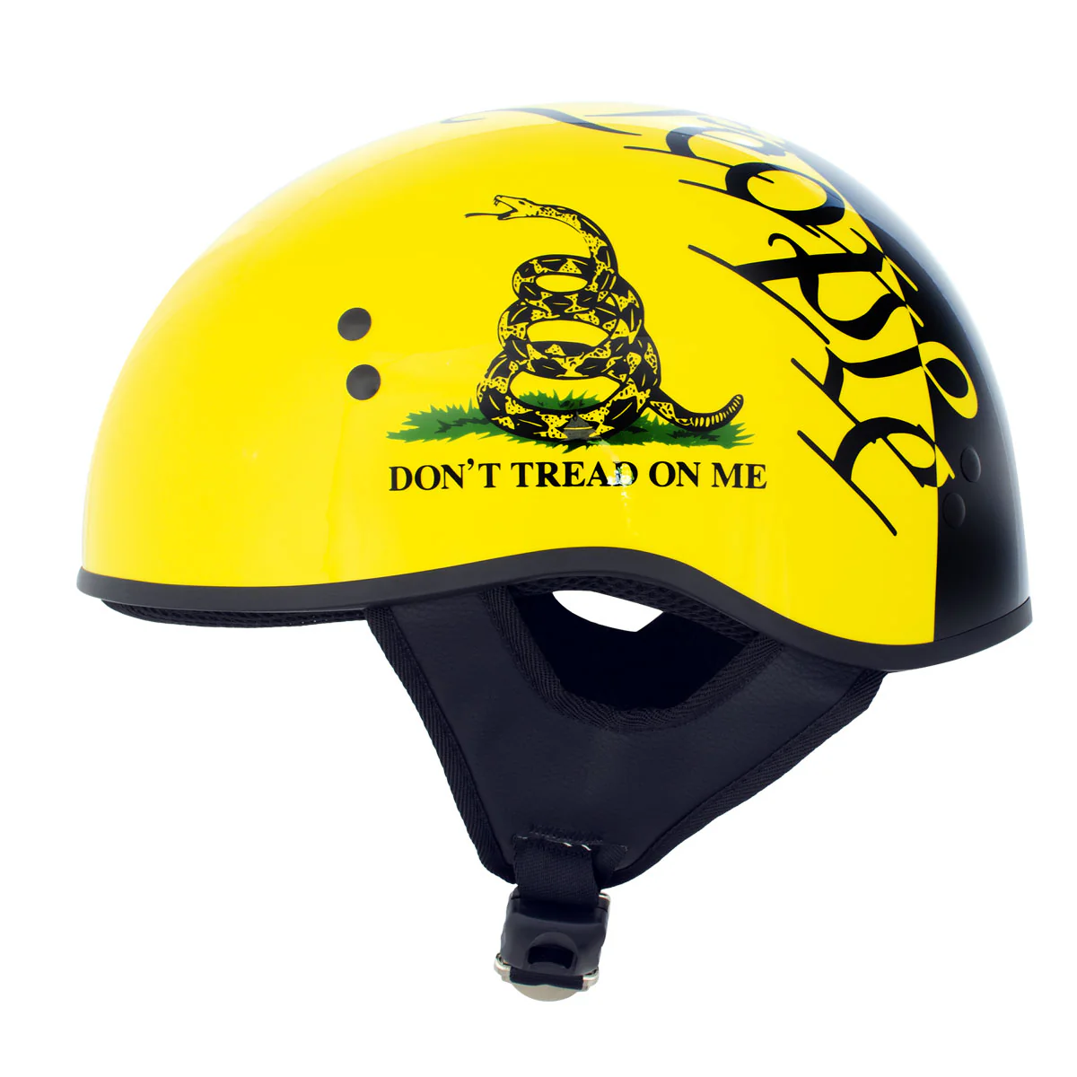 Hot Leathers HLD1046 We the People Glossy Black and Yellow DOT Skull Half Motorcycle Helmet - Image 4