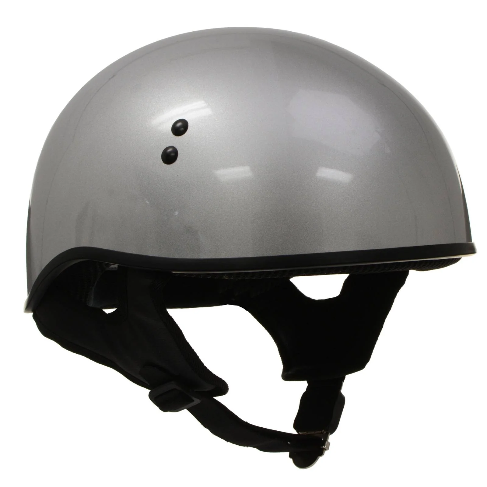 Hot Leathers HLD1050 Glossy Silver Motorcycle DOT Approved Skull Cap Half Helmet Biker - Image 4
