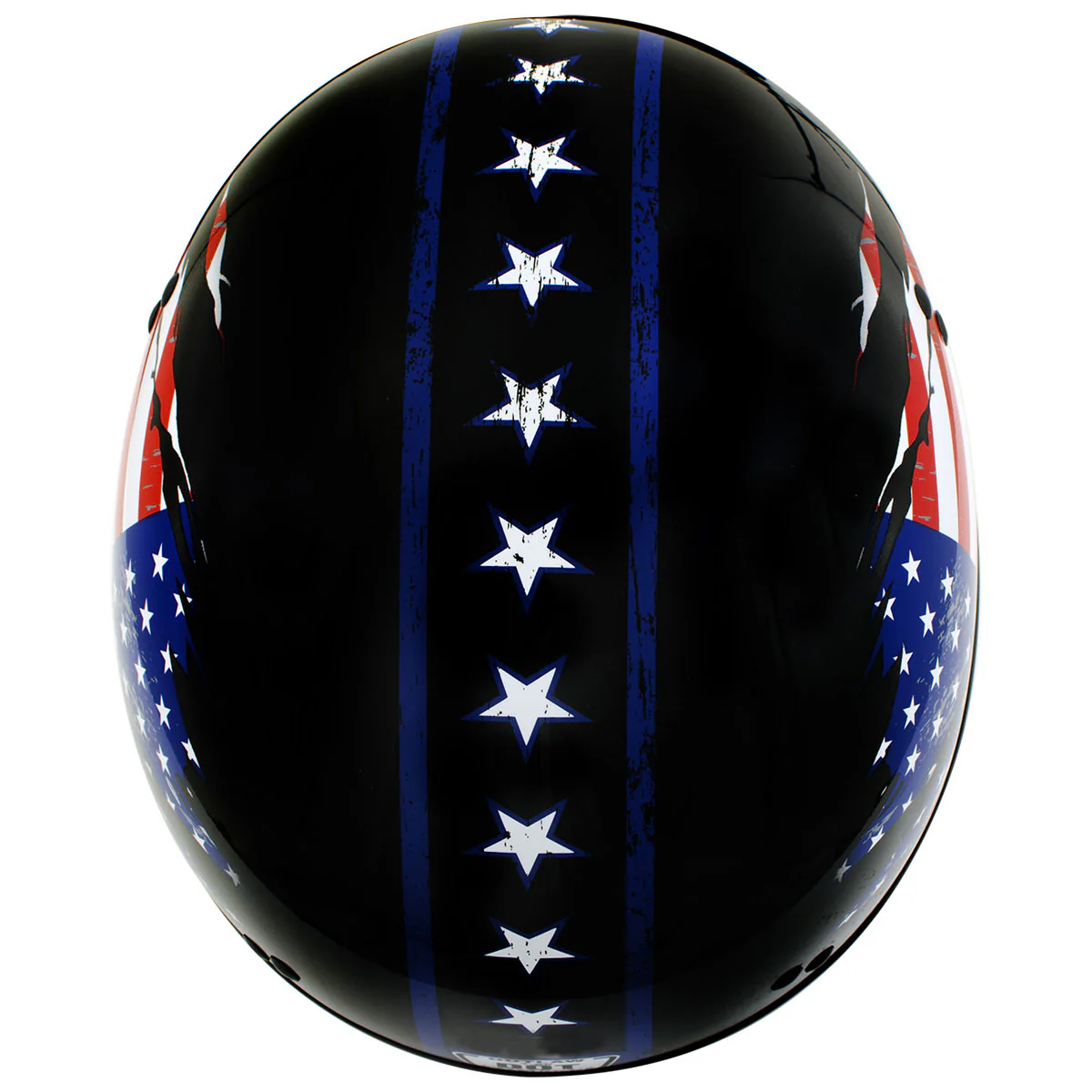Hot Leathers HLD1051 USA Flag Star and Stripes Glossy Black Motorcycle DOT Skull Cap Helmet - Image 2