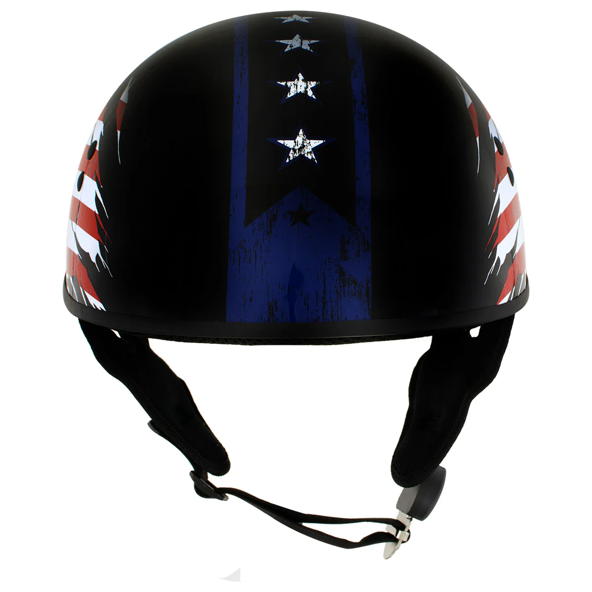 Hot Leathers HLD1051 USA Flag Star and Stripes Glossy Black Motorcycle DOT Skull Cap Helmet - Image 7