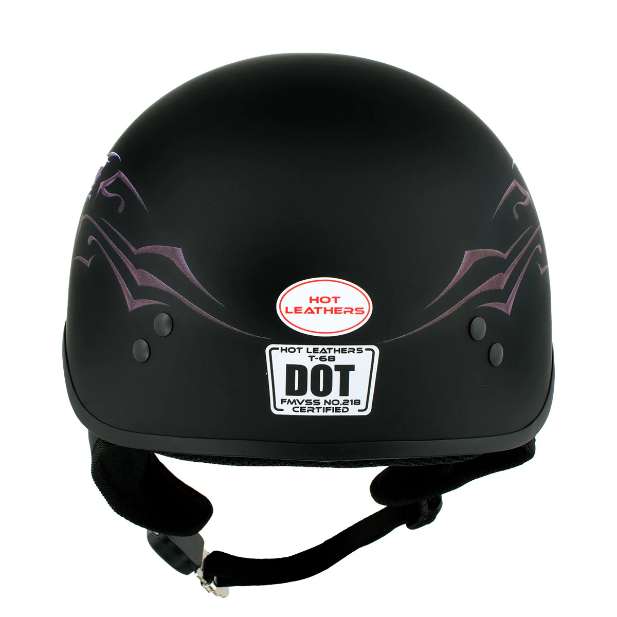 Hot Leathers HLD1052 DOT Skull Cap Half Helmet - Flat Black with Purple Butterfly Design Bikers - Image 2