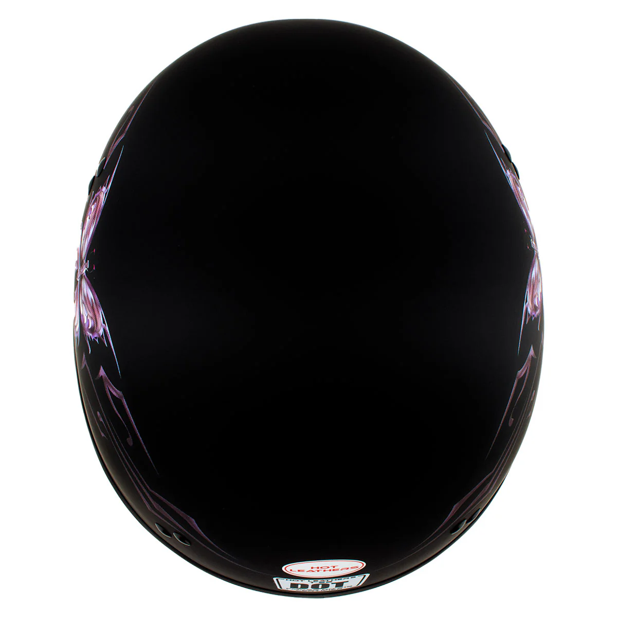 Hot Leathers HLD1052 DOT Skull Cap Half Helmet - Flat Black with Purple Butterfly Design Bikers - Image 5