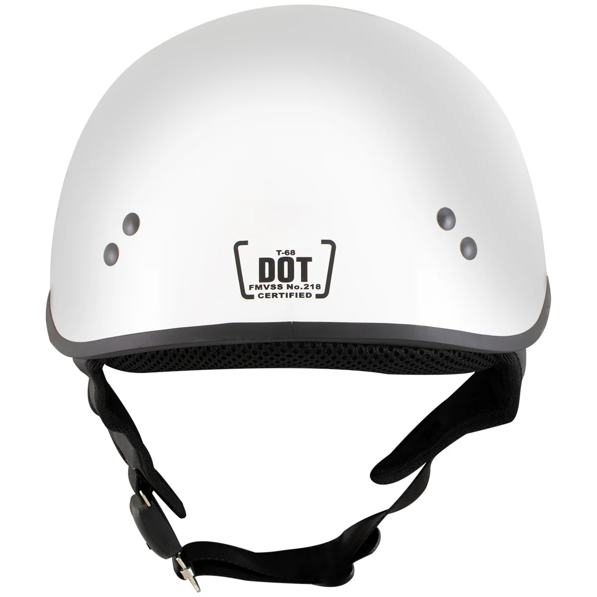 Hot Leathers HLT68 The O.G. Glossy White Motorcycle Skull Cap Half DOT Approved Helmet - Image 4