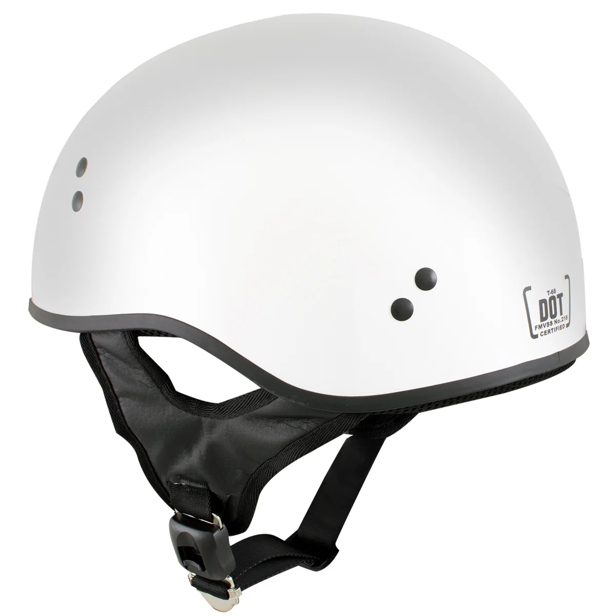 Hot Leathers HLT68 The O.G. Glossy White Motorcycle Skull Cap Half DOT Approved Helmet - Image 5
