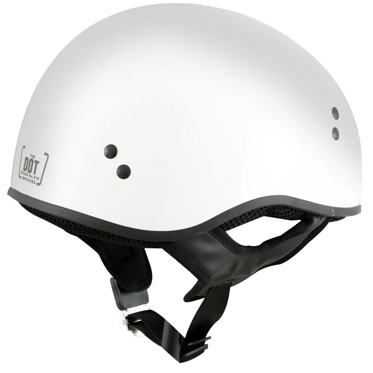 Hot Leathers HLT68 The O.G. Glossy White Motorcycle Skull Cap Half DOT Approved Helmet - Image 6