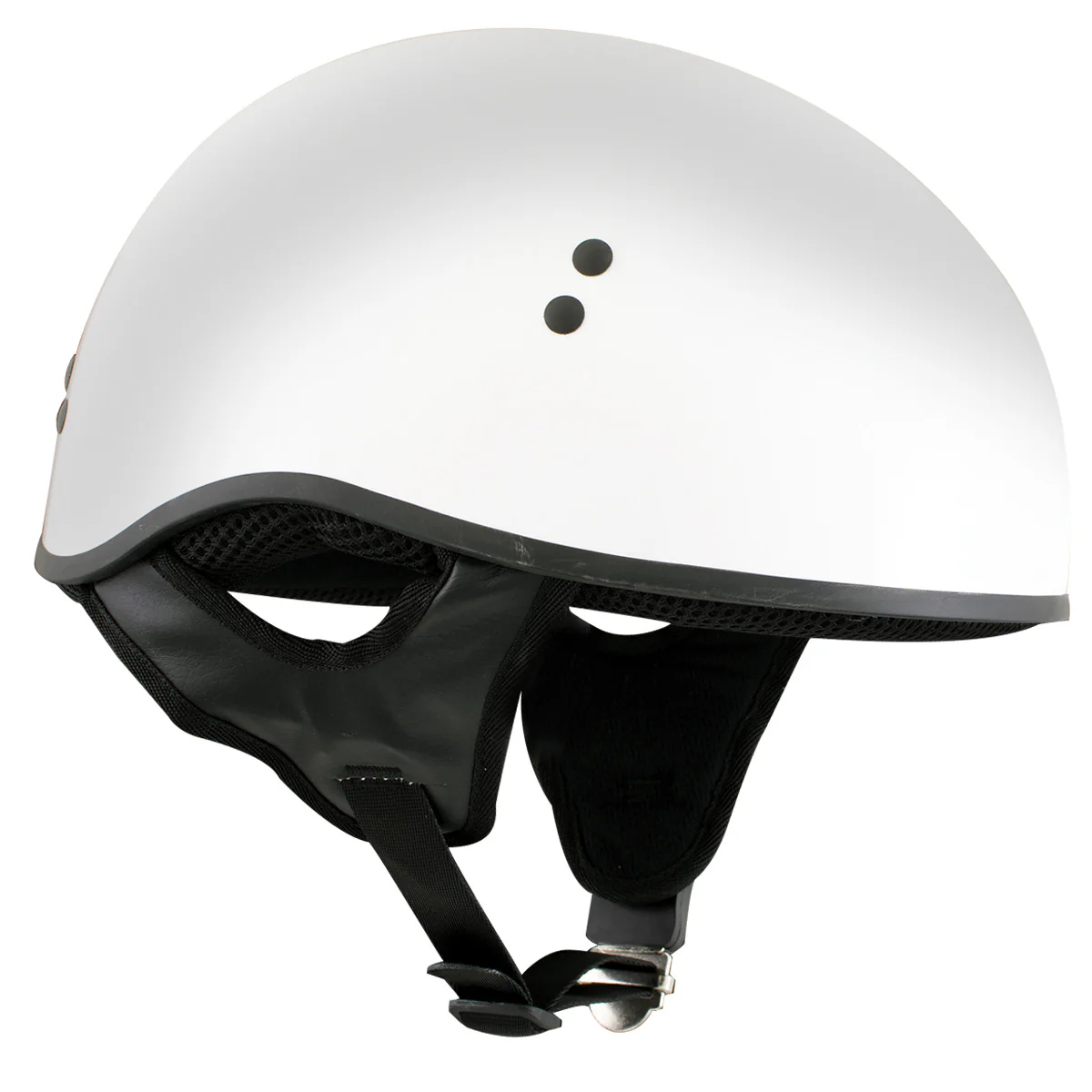 Hot Leathers HLT68 The O.G. Glossy White Motorcycle Skull Cap Half DOT Approved Helmet - Image 9