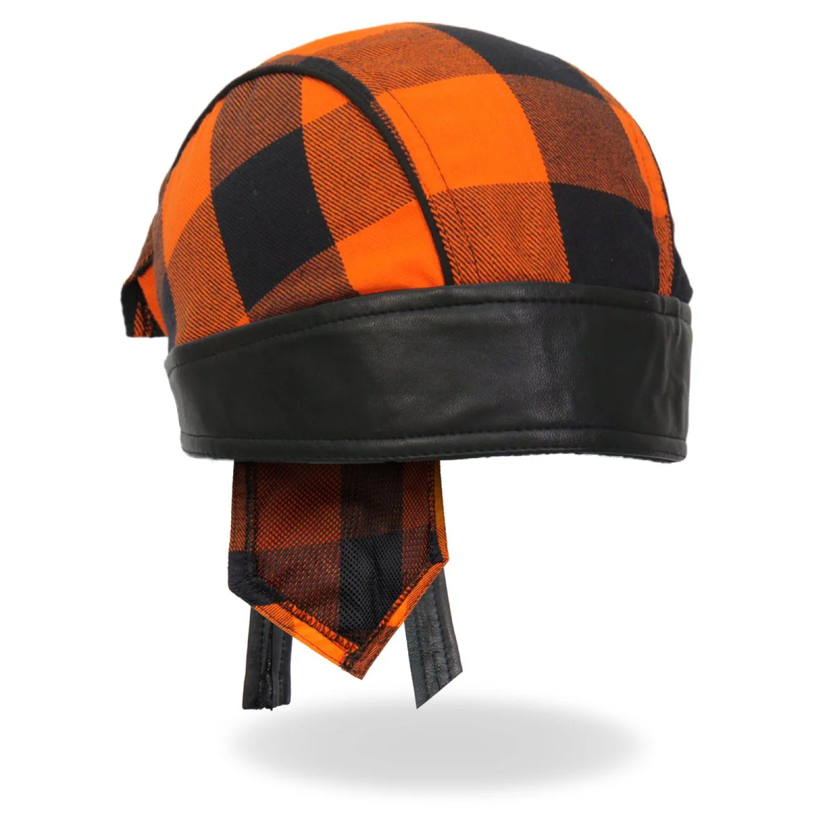 Hot Leathers HWH1109 Orange Buffalo Plaid Headwrap - Image 3