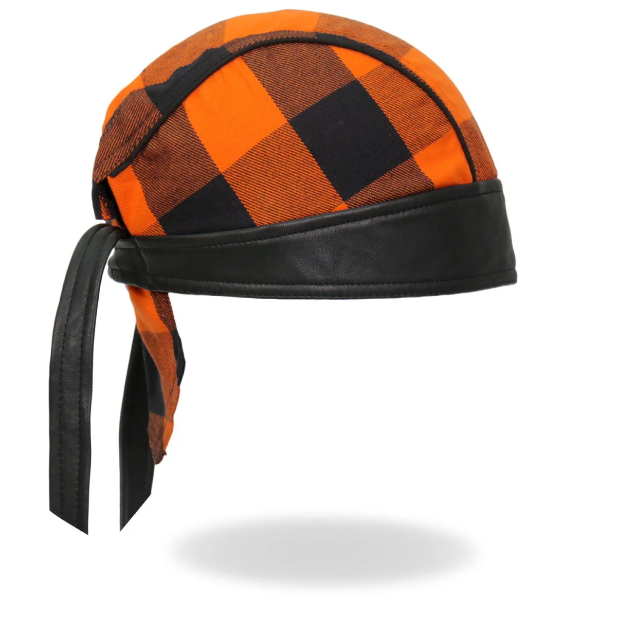 Hot Leathers HWH1109 Orange Buffalo Plaid Headwrap - Image 4