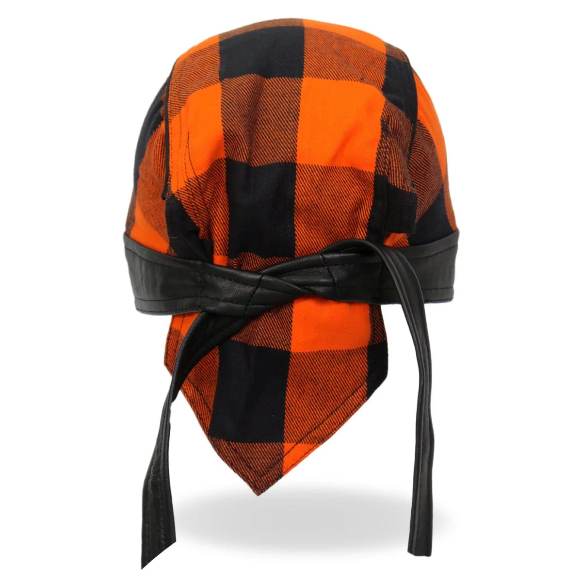 Hot Leathers HWH1109 Orange Buffalo Plaid Headwrap - Image 5