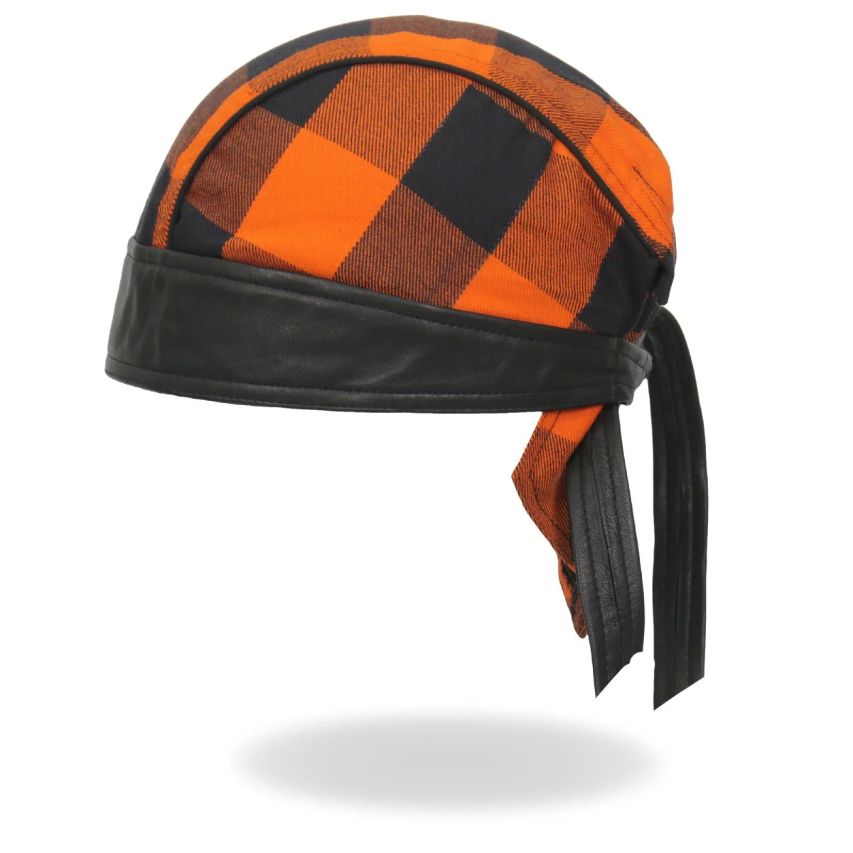 Hot Leathers HWH1109 Orange Buffalo Plaid Headwrap - Image 6