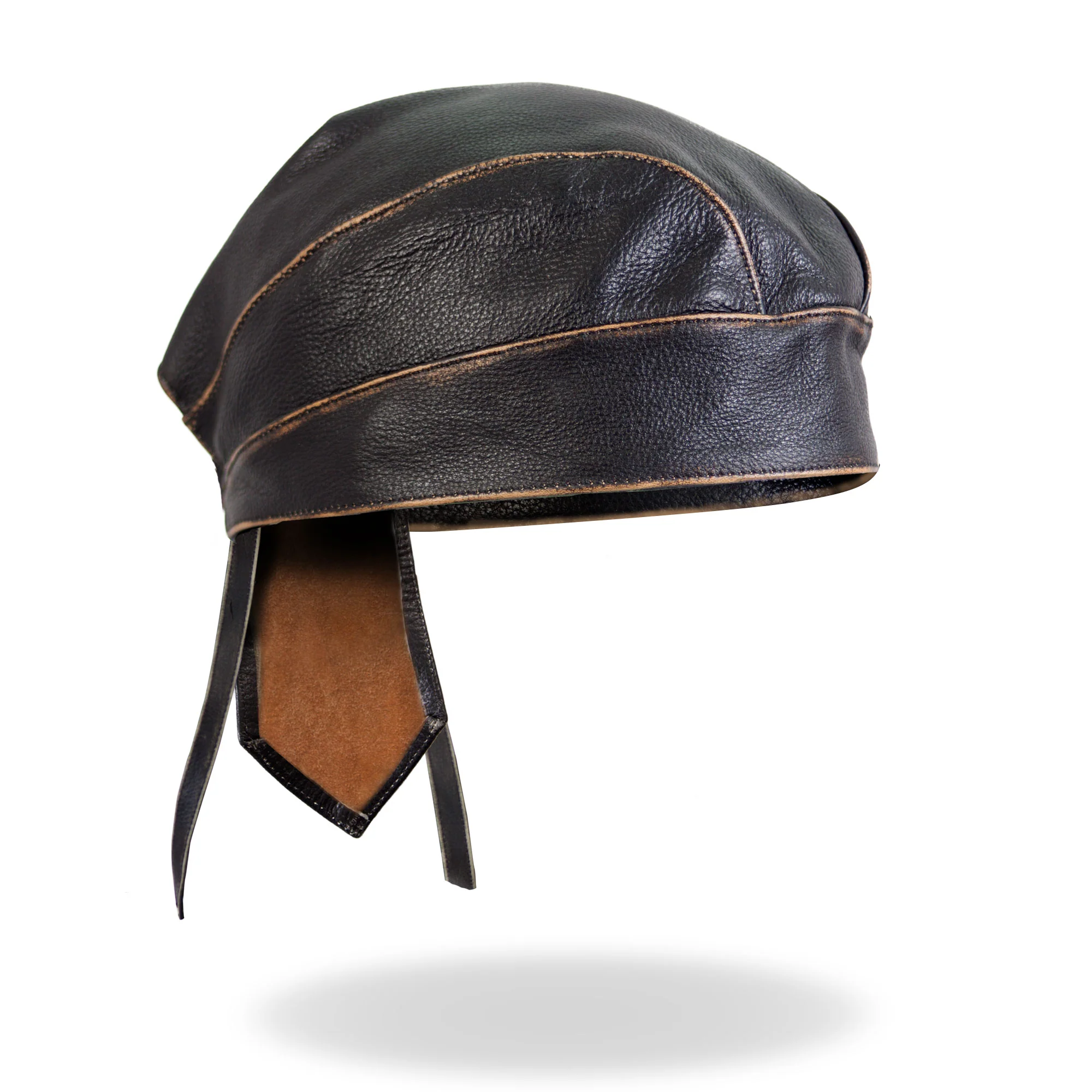 Hot Leathers HWL1008 Brown Rub-Off Seam Leather Headwrap - Image 3