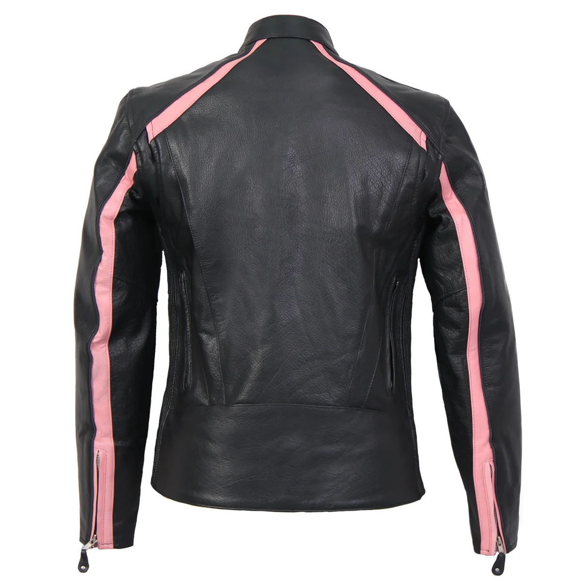Hot Leathers JKL1022 Pink Striped Leather Jacket with Reflective Piping - Image 2