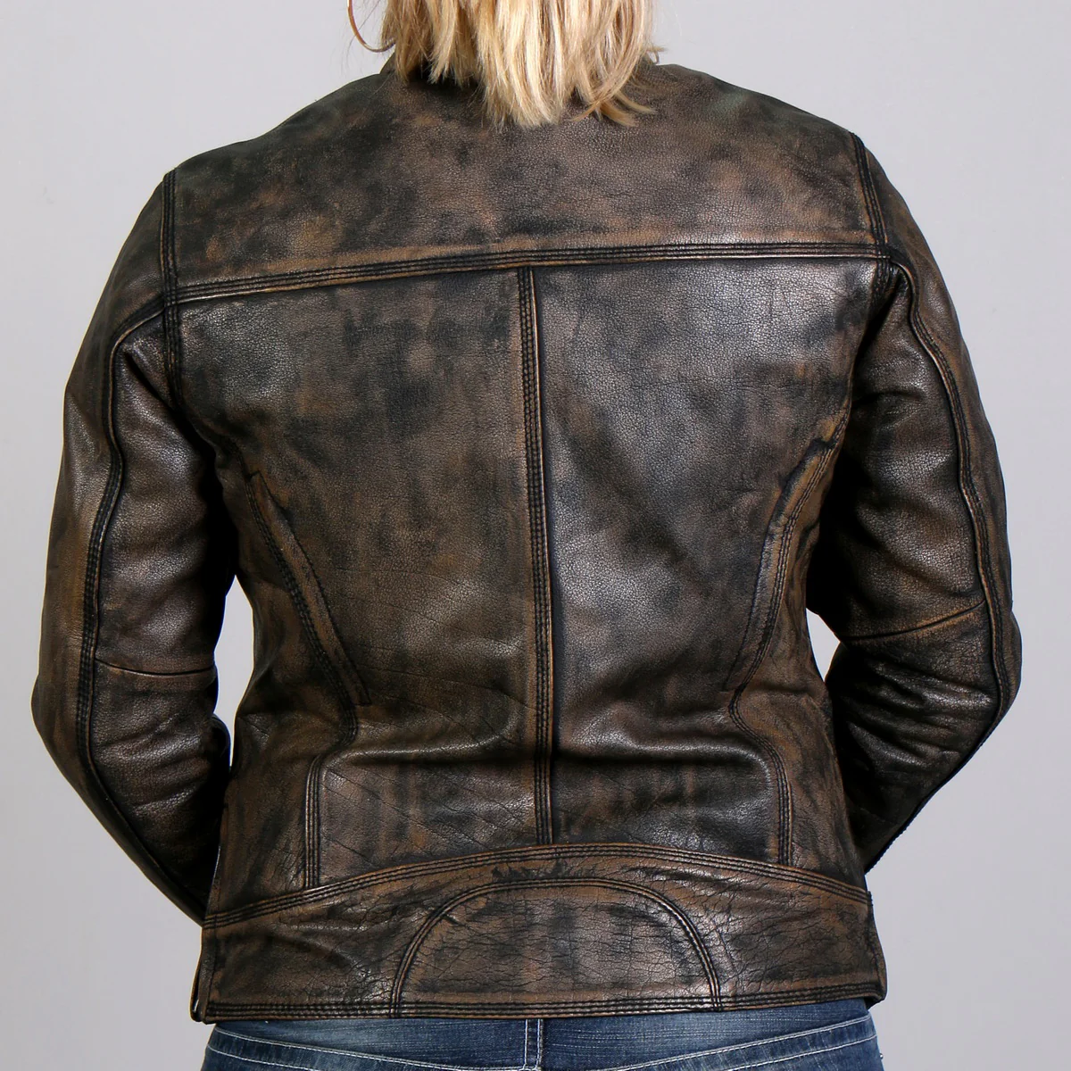 Hot Leathers JKL1024 Women's Distressed Brown Leather Jacket with Conceal and Carry Pockets - Image 3