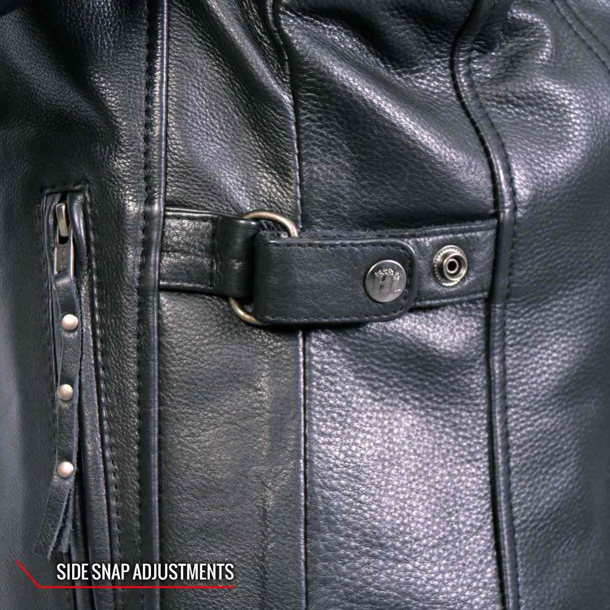 Hot Leathers JKL1032 Ladies Black Leather Jacket with Vented Side Snaps - Image 6