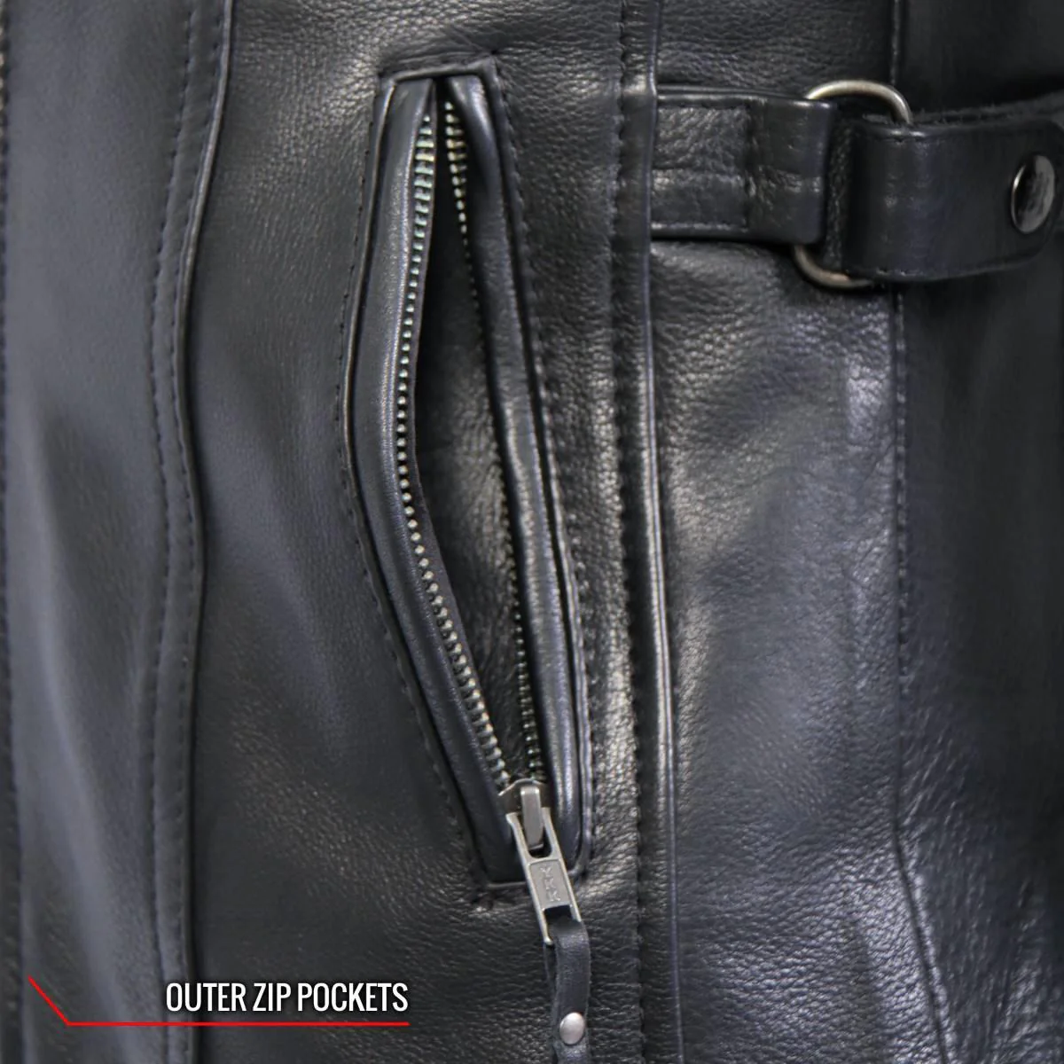 Hot Leathers JKL1032 Ladies Black Leather Jacket with Vented Side Snaps - Image 7