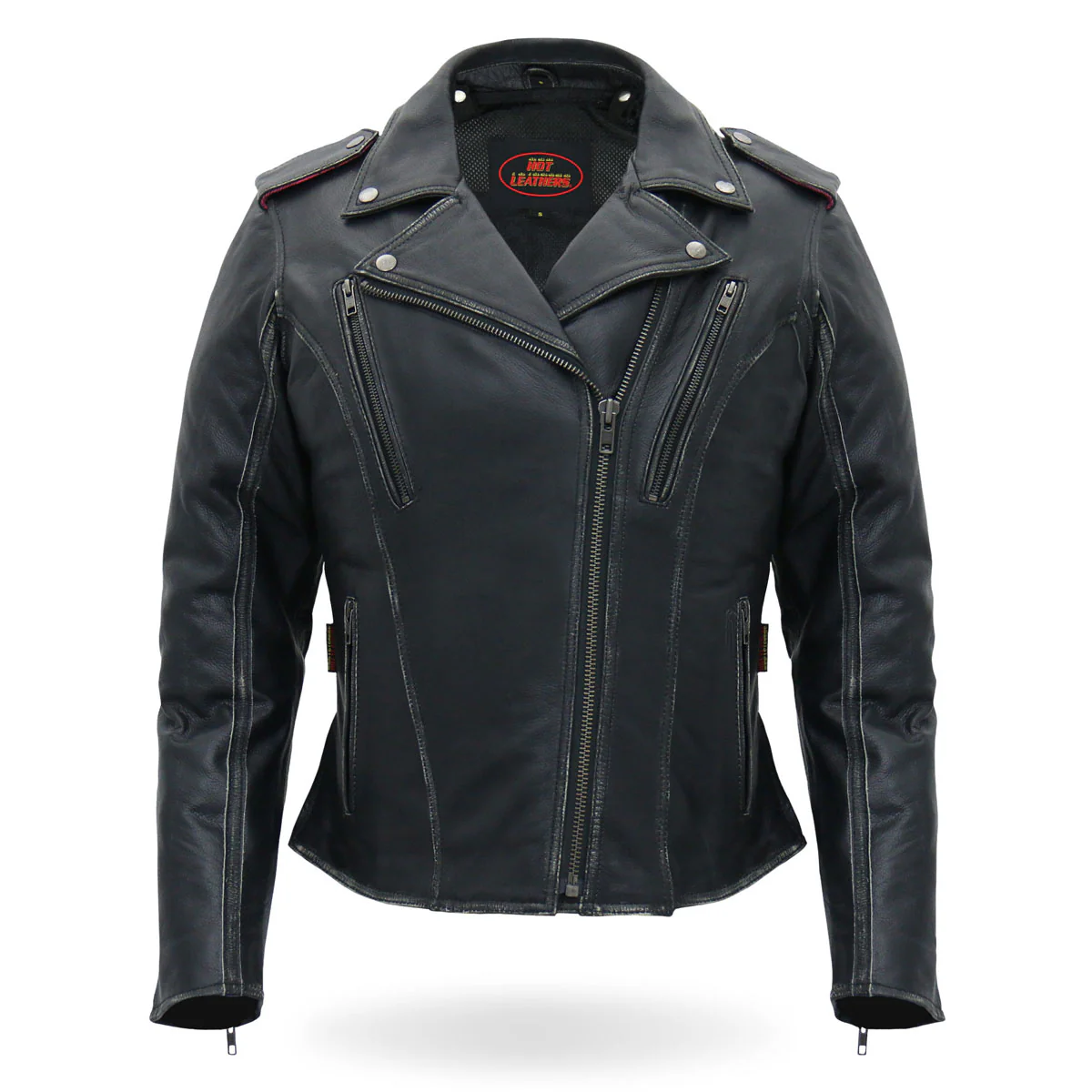 Hot Leathers JKL1033 Ladies Black Leather Jacket with Removable Hoodie - Image 11
