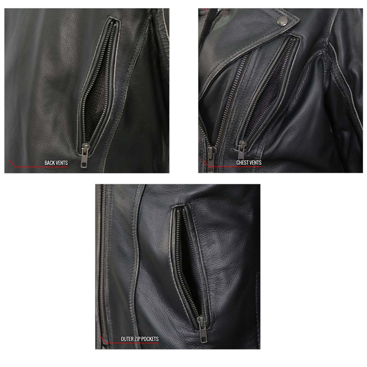 Hot Leathers JKL1033 Ladies Black Leather Jacket with Removable Hoodie - Image 8