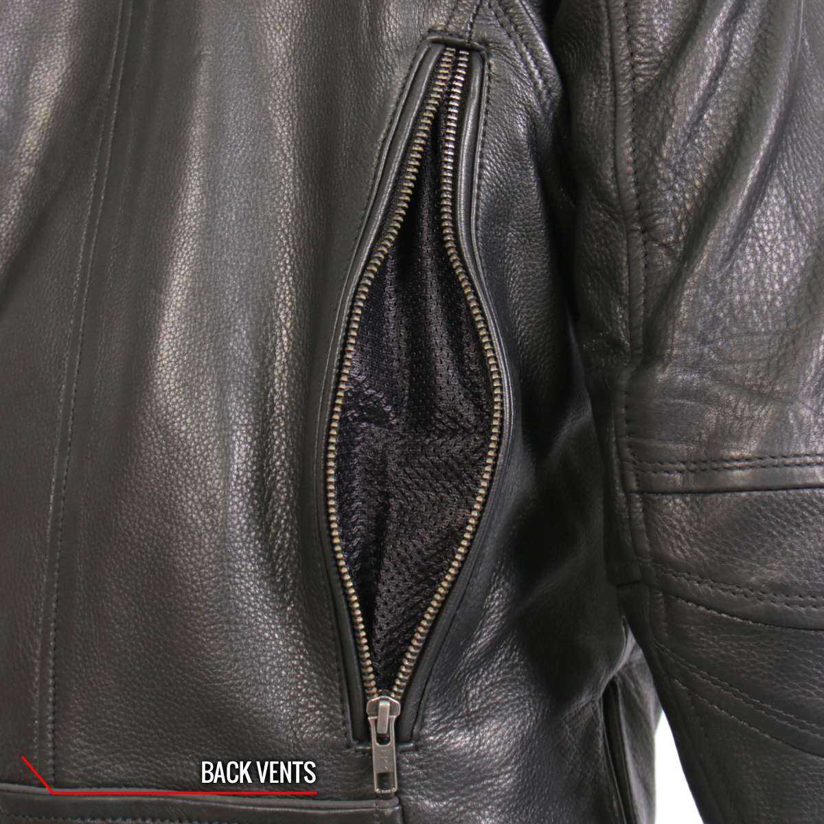 Hot Leathers JKL1034 Ladies Black Leather MC Jacket with Plaid Flannel Lining - Image 10