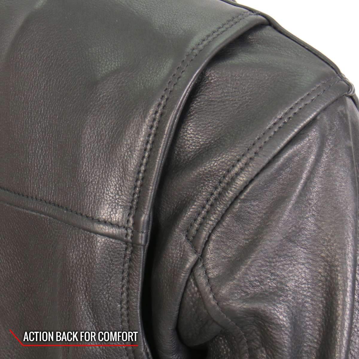 Hot Leathers JKL1034 Ladies Black Leather MC Jacket with Plaid Flannel Lining - Image 11