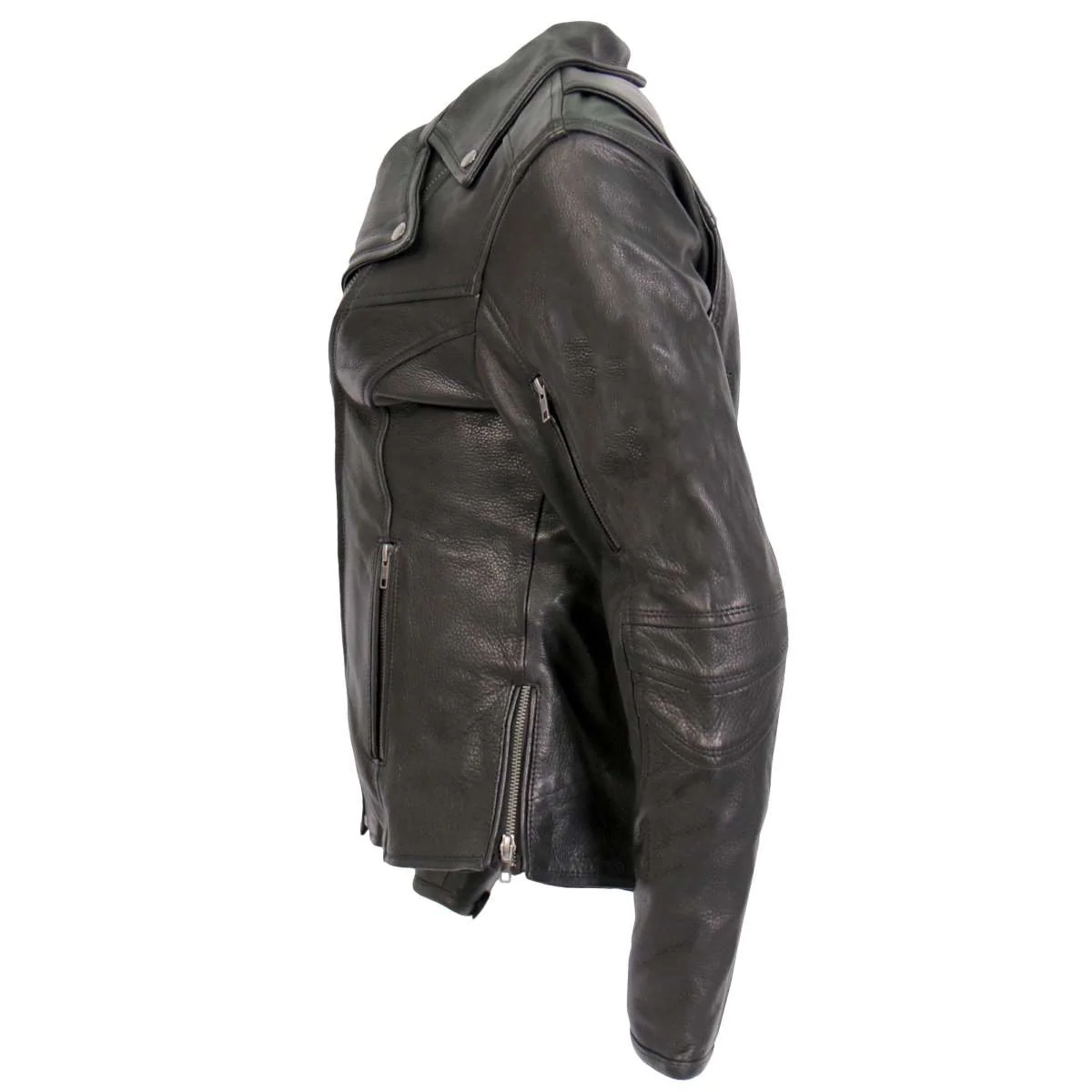 Hot Leathers JKL1034 Ladies Black Leather MC Jacket with Plaid Flannel Lining - Image 2