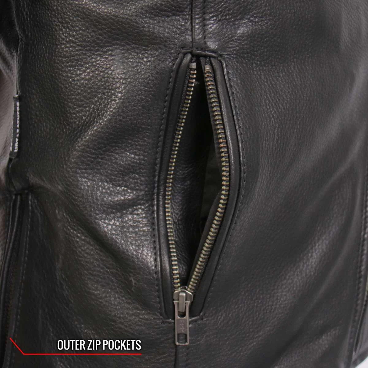 Hot Leathers JKL1034 Ladies Black Leather MC Jacket with Plaid Flannel Lining - Image 9