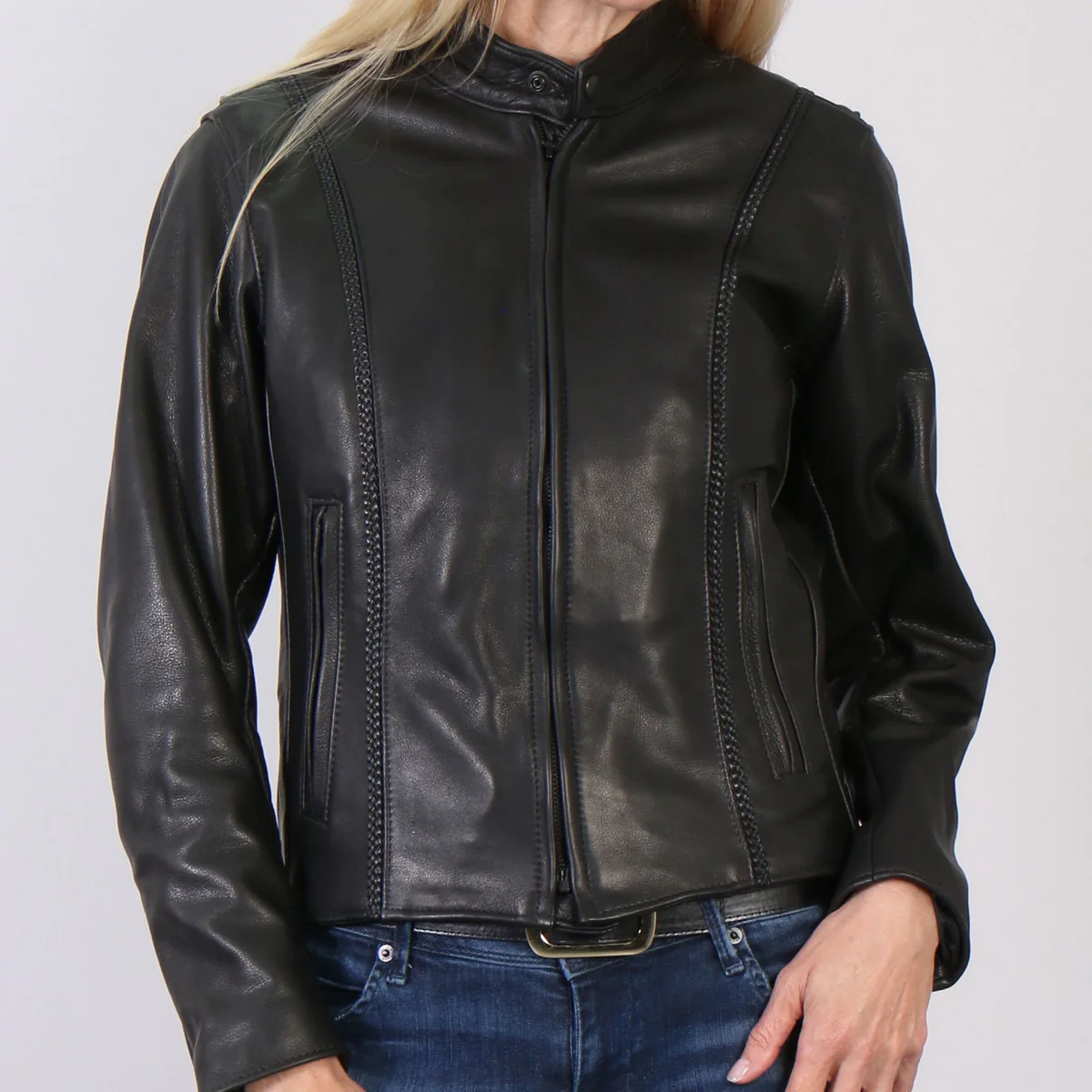 Hot Leathers JKL5002 USA Made Ladies Clean Cut Black Leather Jacket - Image 3