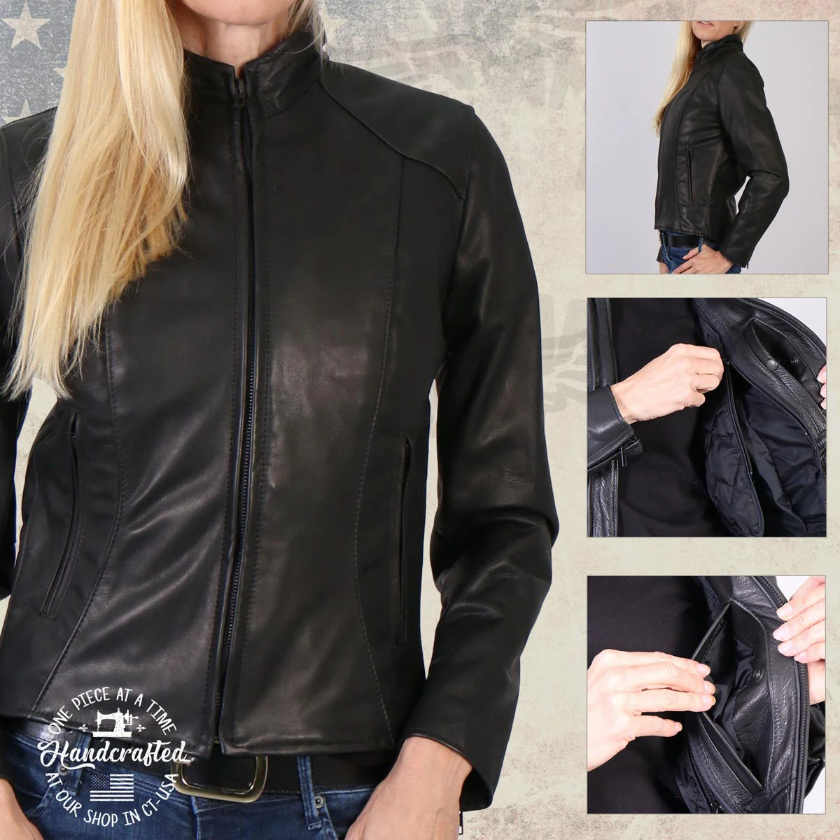 Hot Leathers JKL5003 USA Made Women's 'Serene' Black Clean Cut Premium Leather Jacket - Image 6