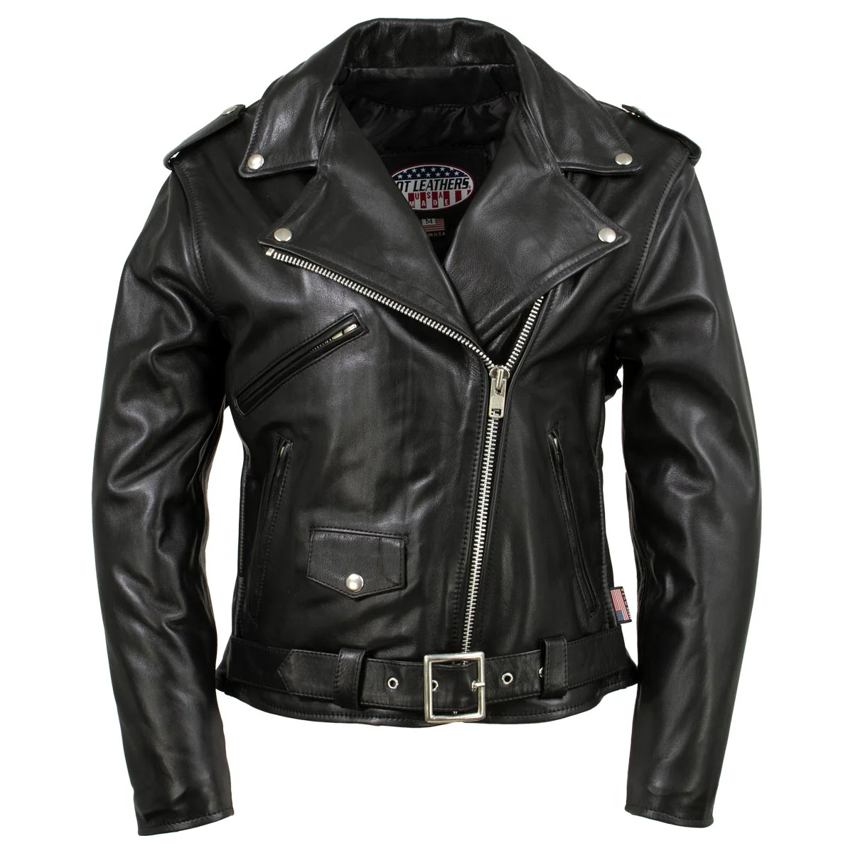 Hot Leathers JKL5004 USA Made Womens 'The Flaunt' Premium Black Classic Motorcycle Style Leather Jacket - Image 9