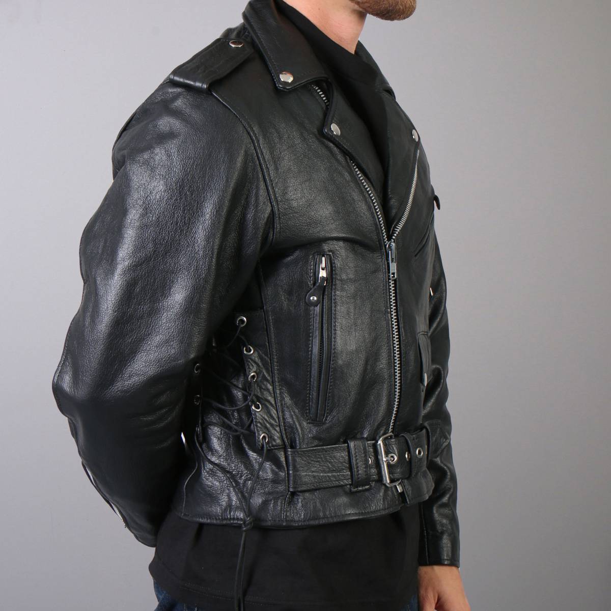 Hot Leathers JKM1002 Classic Men’s Motorcycle Leather Jacket with Zip Out Lining - Image 3