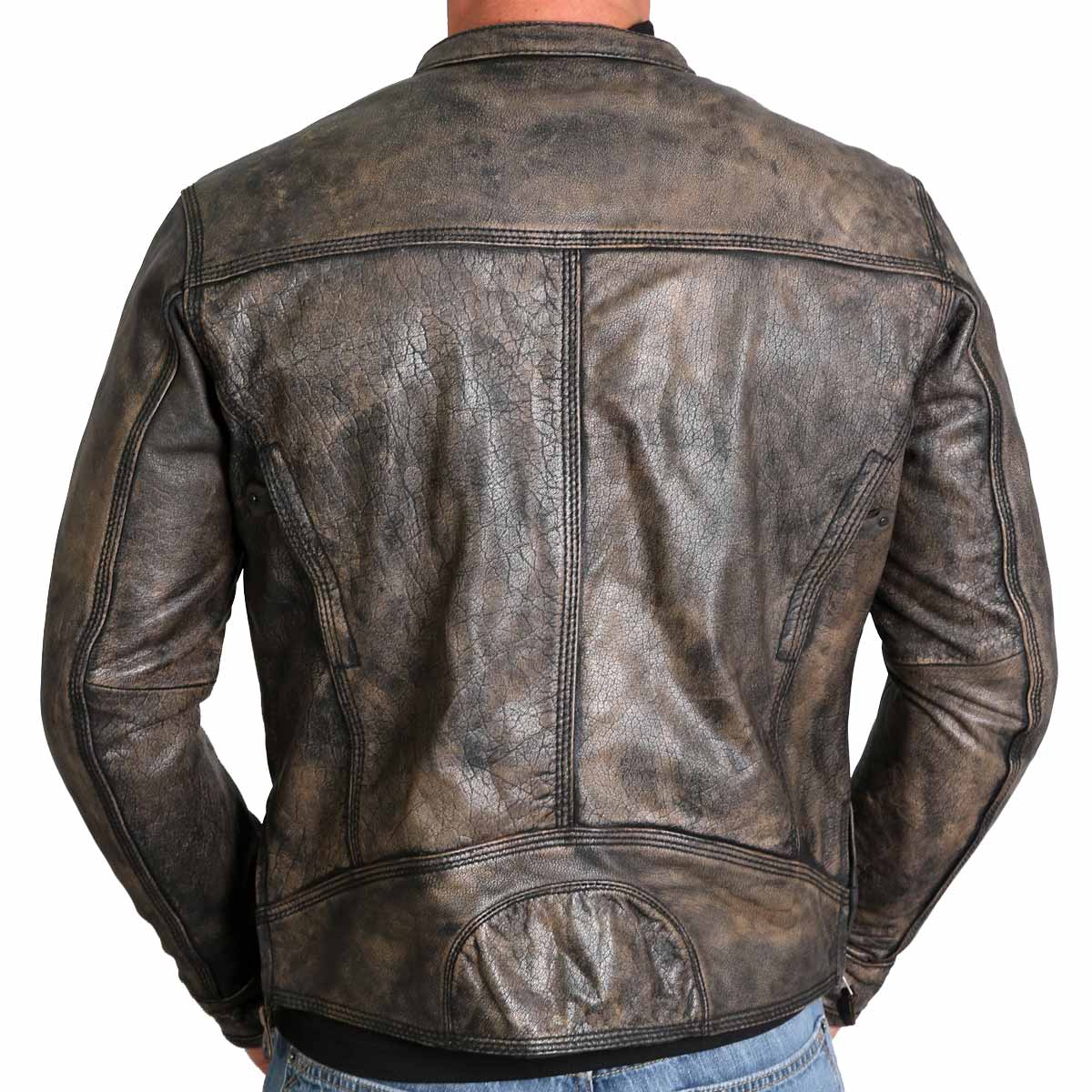 Hot Leathers JKM1019 Men's Distressed Brown Leather Jacket with Inside Storage Pockets - Image 2