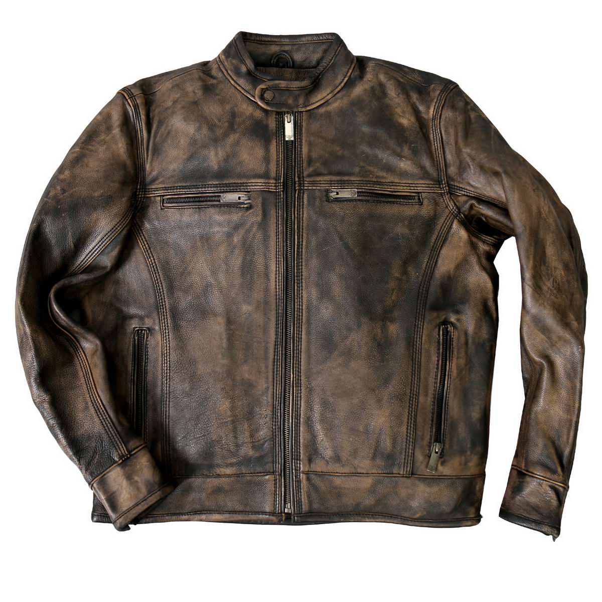 Hot Leathers JKM1019 Men's Distressed Brown Leather Jacket with Inside Storage Pockets - Image 4