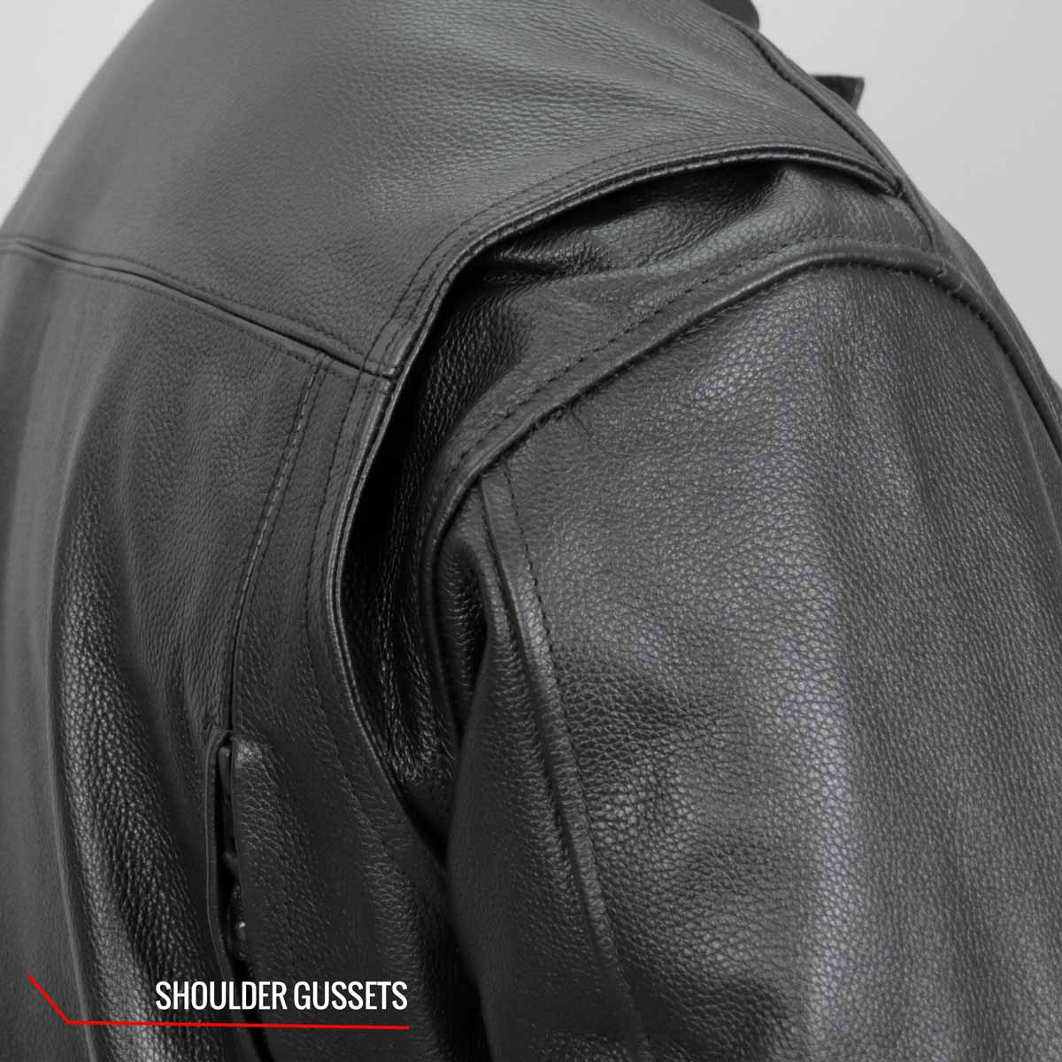 Hot Leathers JKM1021 Men's Black Leather Vented Scooter Jacket with Conceal and Carry Pockets - Image 8