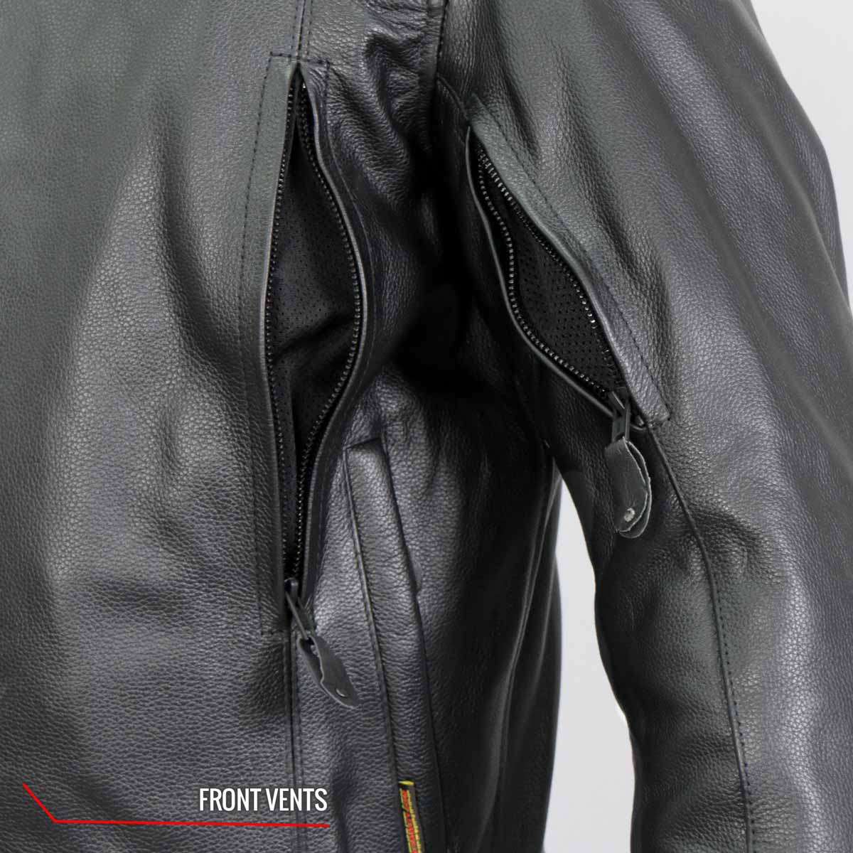 Hot Leathers JKM1021 Men's Black Leather Vented Scooter Jacket with Conceal and Carry Pockets - Image 9