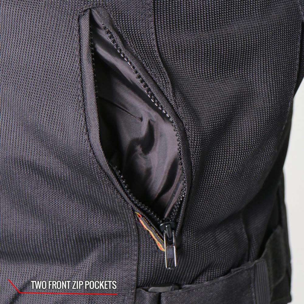 Hot Leathers JKM1024 Men’s Black All Weather Armored Nylon Jacket with Concealed Carry Pocket - Image 8