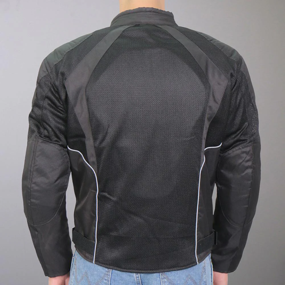 Hot Leathers JKM1025 Men’s Black Armored Nylon Mesh Jacket with Reflective Piping and Concealed Carry Pocket - Image 3
