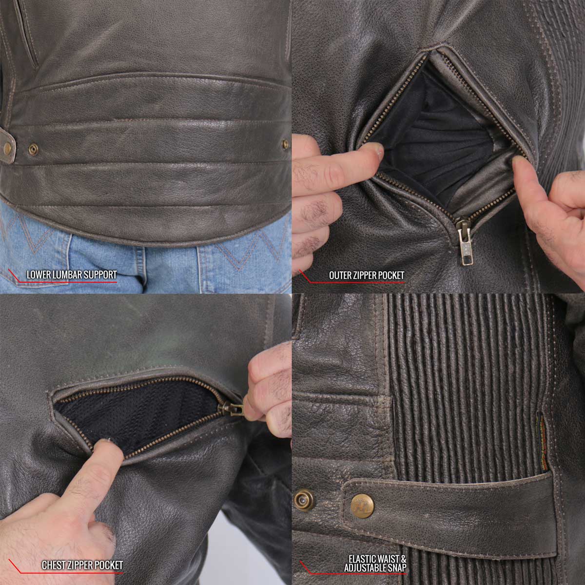 Hot Leathers JKM1029 Men’s Distress Brown ‘Carry and Conceal’ Leather Jacket - Image 5