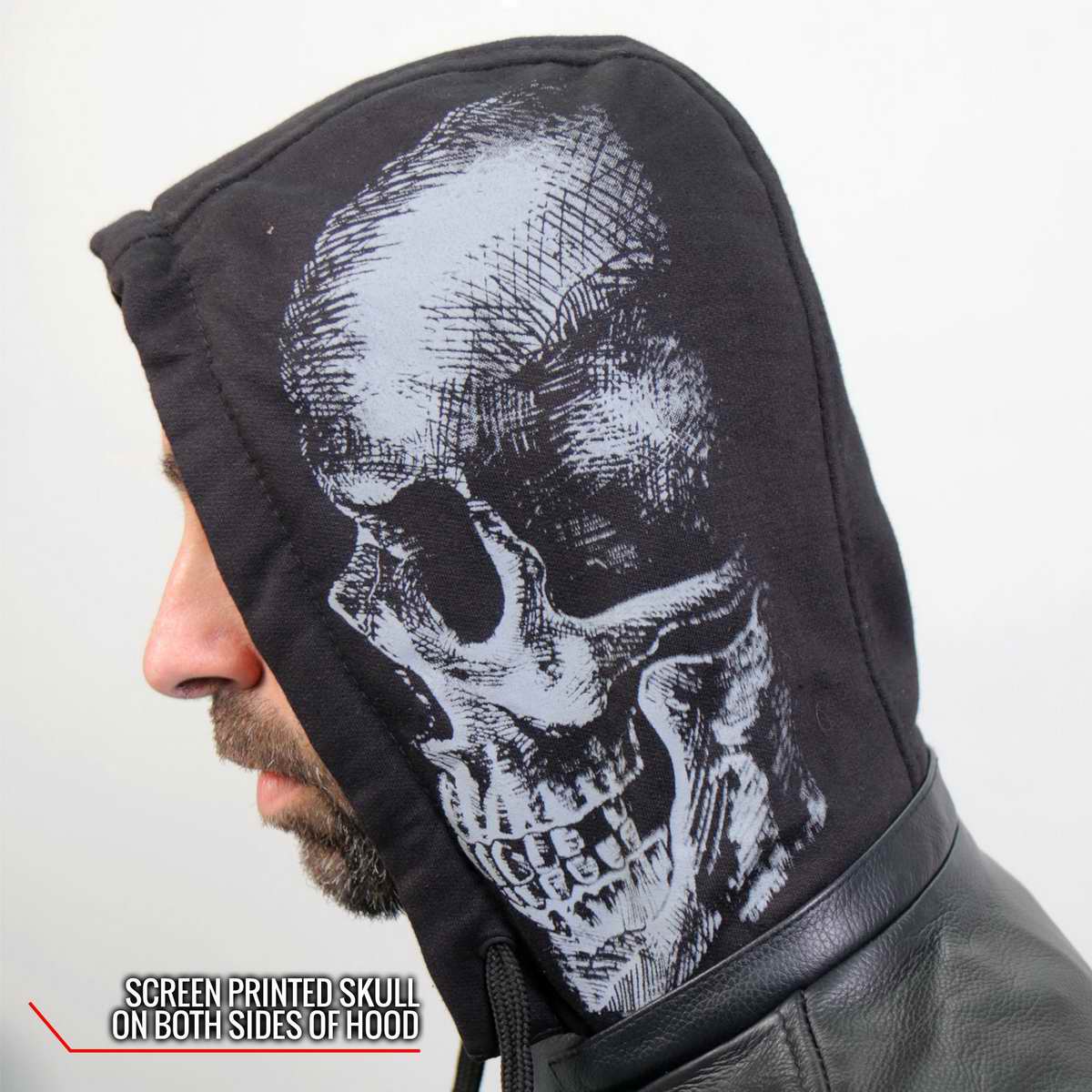 Hot Leathers JKM1031 Men’s ‘Skull and Bones’ Leather Jacket with Flannel Lining - Image 5