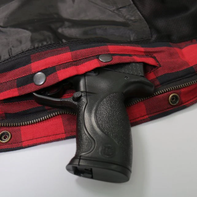 Hot Leathers JKM3003 Men's Red and Black Armored Flannel Motorcycle Shirt-Jacket w/ CE Armor Protection - Image 9