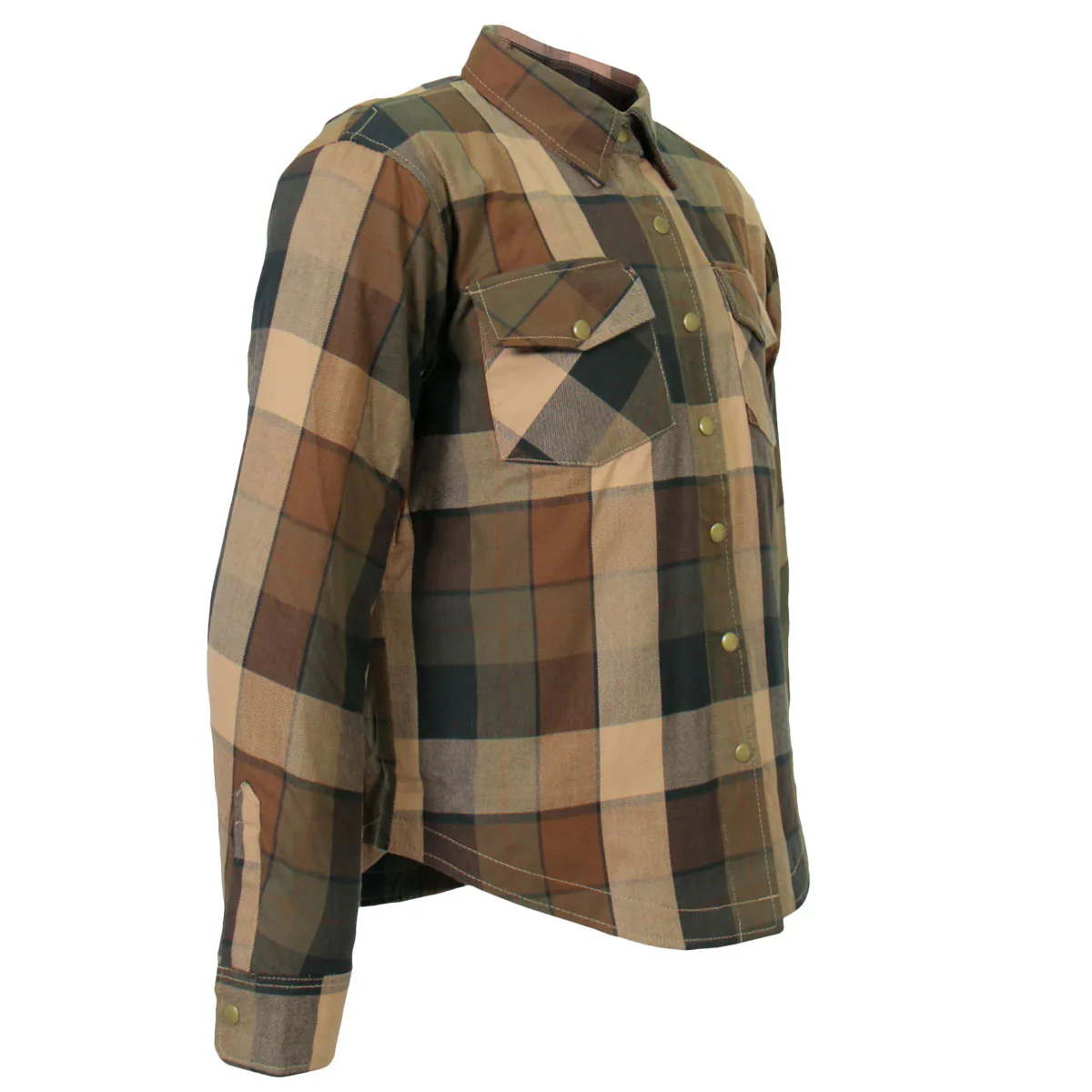 Hot Leathers JKM3007 Men's Black and Brown Armored Flannel Motorcycle Shirt-Jacket w/ CE Armor Protection - Image 13