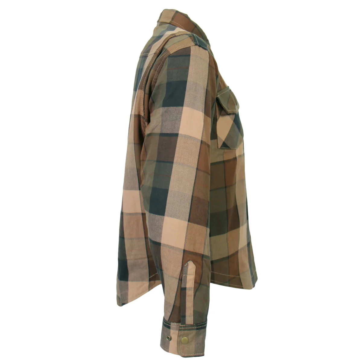 Hot Leathers JKM3007 Men's Black and Brown Armored Flannel Motorcycle Shirt-Jacket w/ CE Armor Protection - Image 14