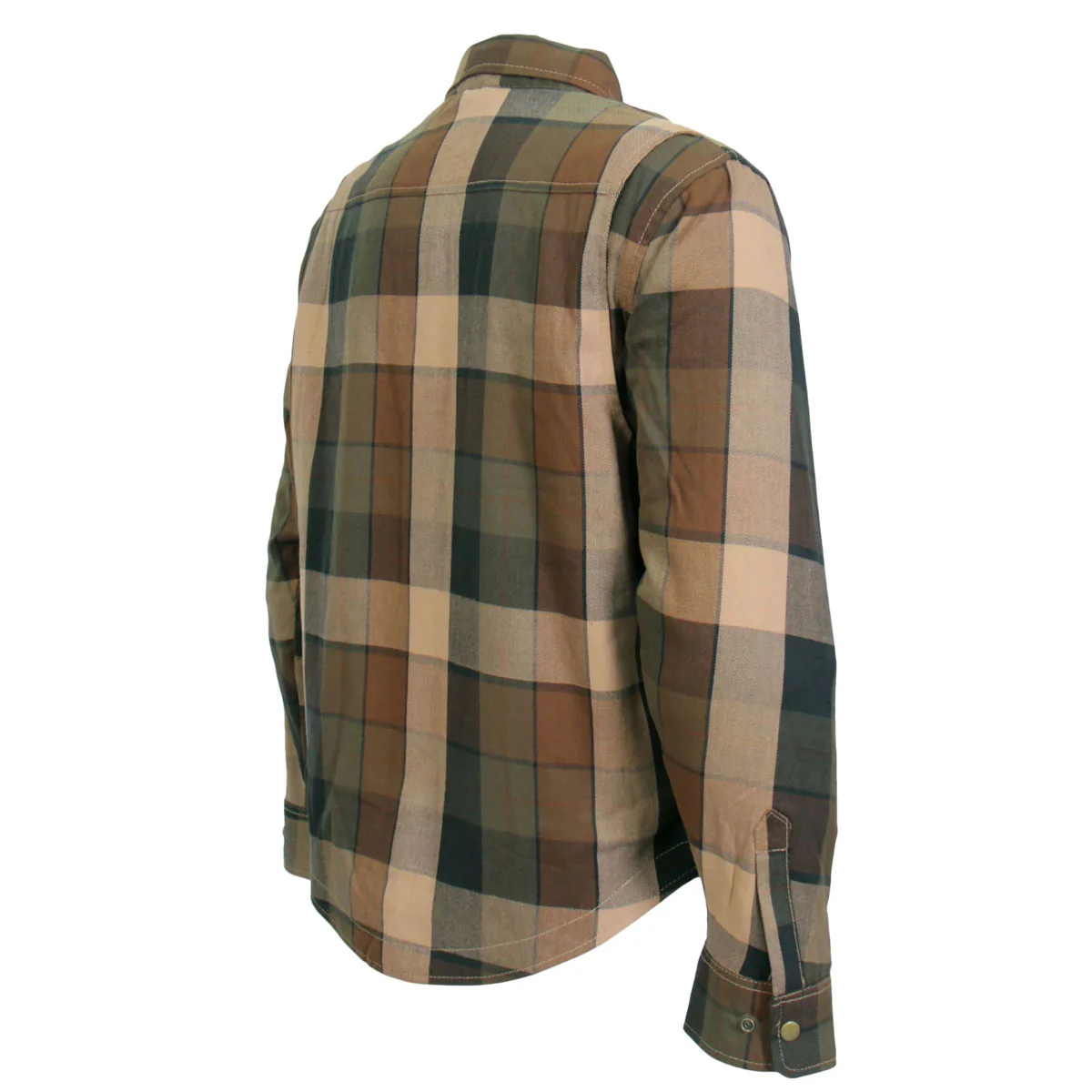 Hot Leathers JKM3007 Men's Black and Brown Armored Flannel Motorcycle Shirt-Jacket w/ CE Armor Protection - Image 15