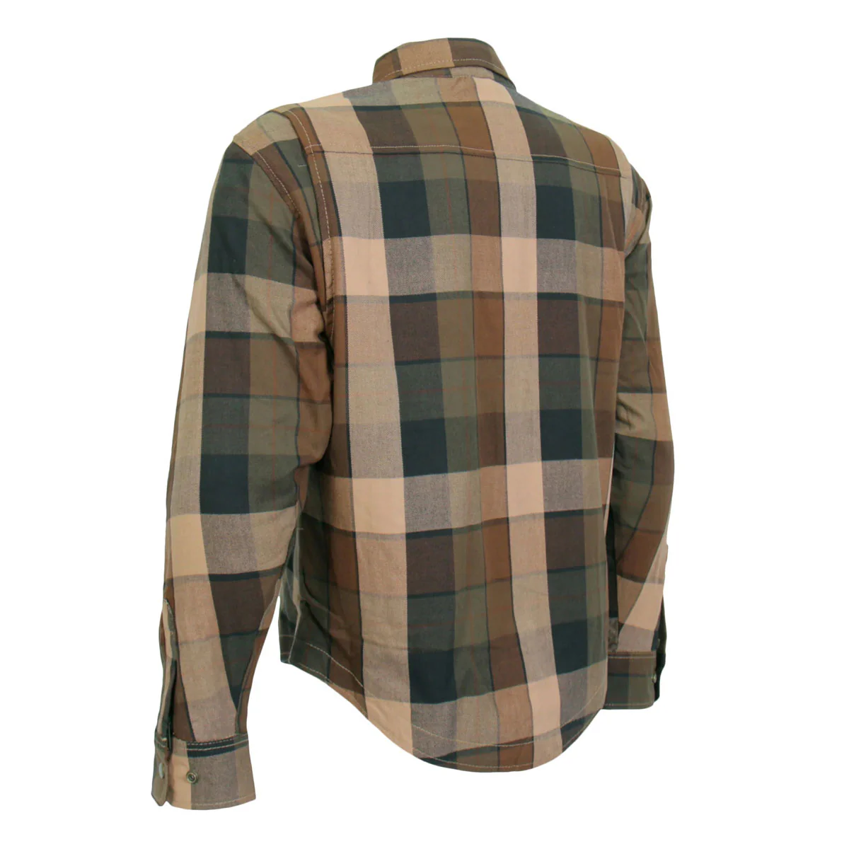 Hot Leathers JKM3007 Men's Black and Brown Armored Flannel Motorcycle Shirt-Jacket w/ CE Armor Protection - Image 16
