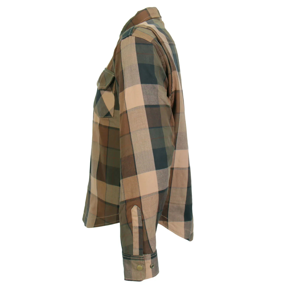 Hot Leathers JKM3007 Men's Black and Brown Armored Flannel Motorcycle Shirt-Jacket w/ CE Armor Protection - Image 17