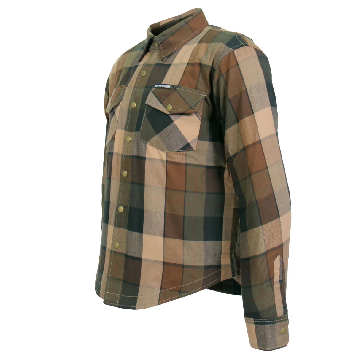Hot Leathers JKM3007 Men's Black and Brown Armored Flannel Motorcycle Shirt-Jacket w/ CE Armor Protection - Image 18